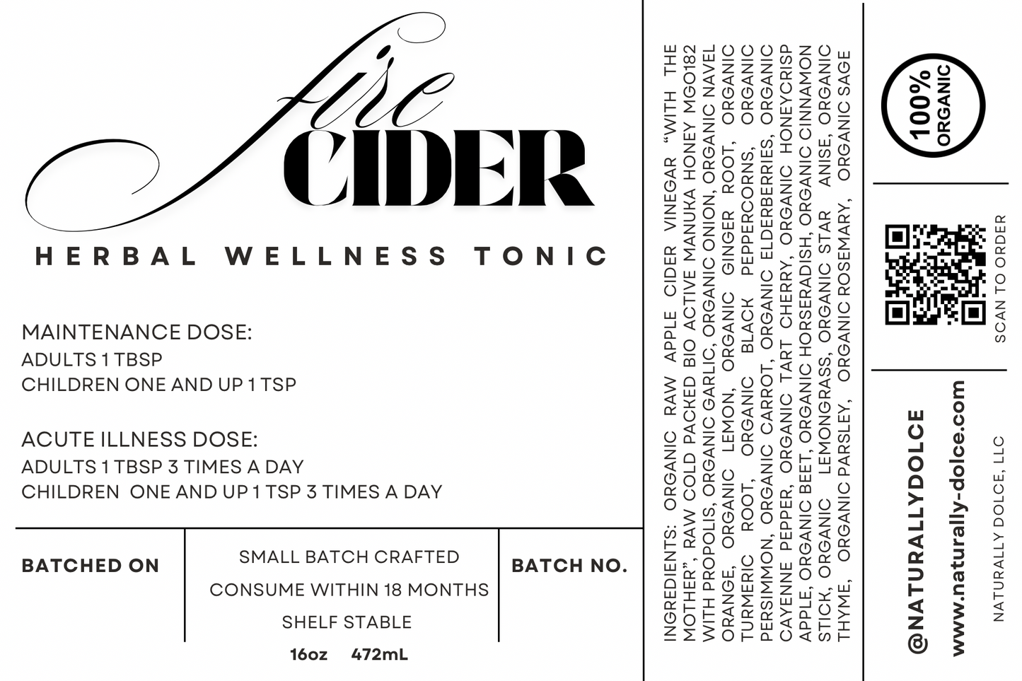 16oz Organic Fire Cider